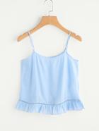 Romwe Hollow Out Frill Hem Cami Top