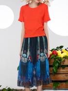 Romwe Red Top With Character Print Skirt