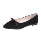 Romwe Bow Decor Point Toe Suede Flats
