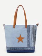 Romwe Star Detail Denim Tote Bag