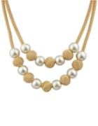 Romwe Gold Plated Ball Imitation Pearl Long Women Necklace