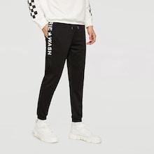 Romwe Guys Letter Print Drawstring Pants