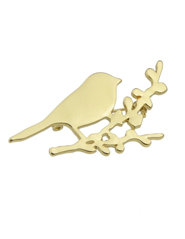 Romwe Bird And Tree Branch Shape Brooch