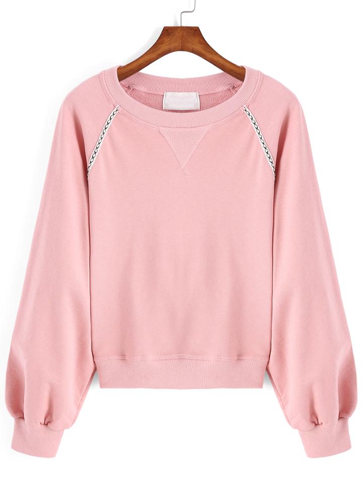 Romwe Diamond Plait Loose Sweatshirt