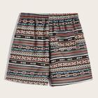 Romwe Guys Aztec Print Elastic Waist Shorts