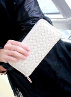 Romwe White Weave Zipper Clutch Bag