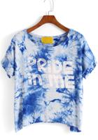 Romwe Letter Print Tie-dye T-shirt