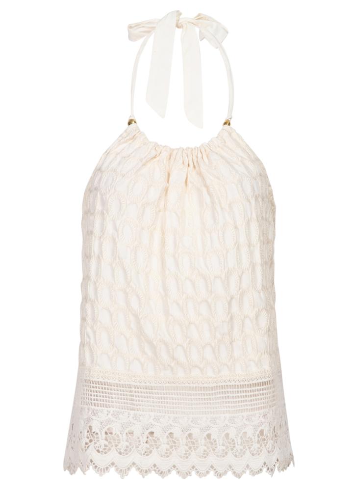 Romwe Halter Buttons Lace Vest
