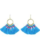 Romwe Blue Boho Style Party Earrings Colorful Tassel Drop Earrings