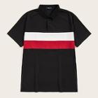 Romwe Guys Colorblock Button Half-placket Polo Shirt