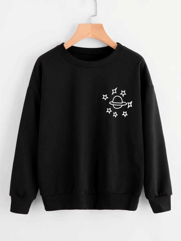 Romwe Planet Print T-shirt