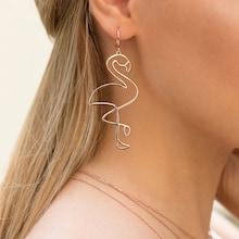 Romwe Flamingos Shaped Drop Earrings
