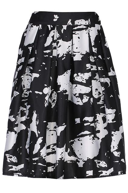 Romwe Graffiti Print High Waist White Skirt