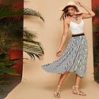Romwe Mixed Print Asymmetrical Hem Skirt