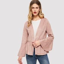 Romwe Bell Frill Trim Coat