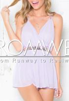 Romwe Purple Spaghetti Strap Backless Playsuit