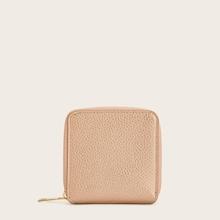 Romwe Pebble Detail Zipper Around Purse