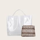 Romwe Clear Bag With Snakeskin Inner Clutch