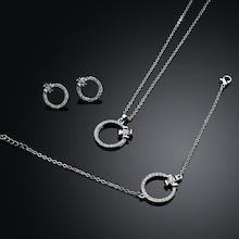 Romwe Circle Detail Necklace & Bracelet & Earrings