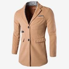 Romwe Men Contrast Trim Slit Back Coat