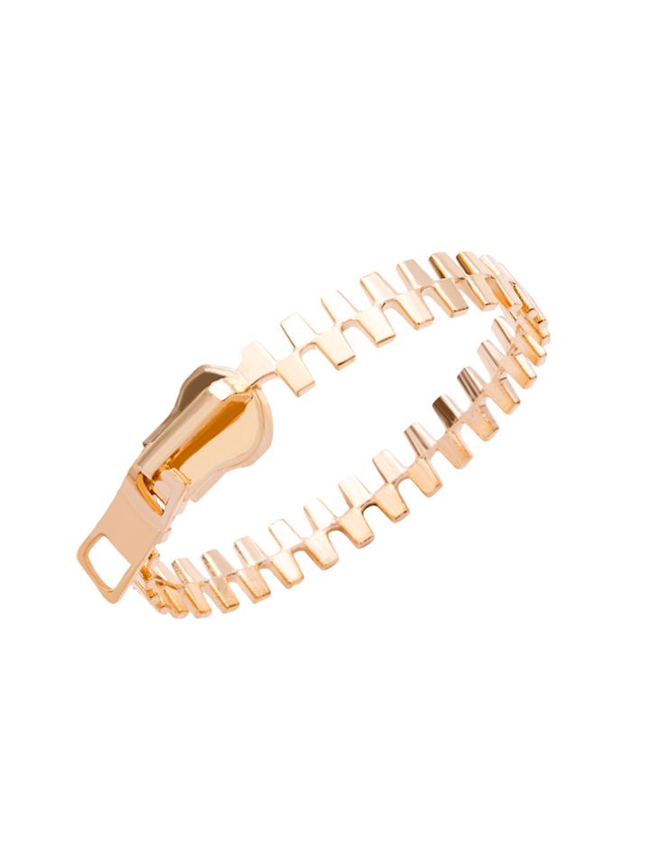 Romwe Gold Plated Zipper Design Bangle