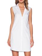 Romwe White Split Shirt Dress