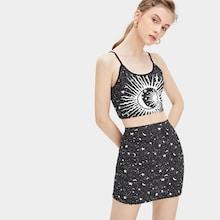 Romwe Graphic Print Cami Top With Skirt
