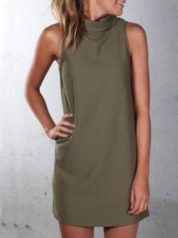 Romwe Olive Green High Neck Tank Dress