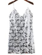 Romwe Silver Sequin Mini Cami Dress