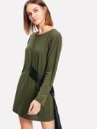 Romwe Ribbon Detail Tee Dress