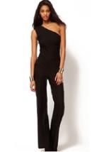 Romwe One Shoulder Slim Jumpsuit