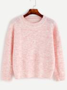 Romwe Pink Drop Shoulder Jersey Sweater