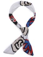 Romwe White Cartoon Print Skinny Scarf
