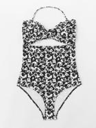Romwe Cutout Front Bandeau Swimsuit With Detachable Strap
