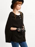 Romwe Black Single Breasted Cape Coat