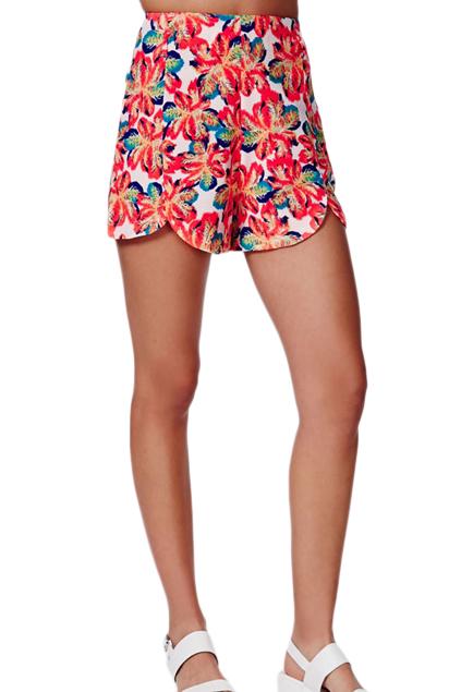 Romwe Floral Print High-waisted Shorts