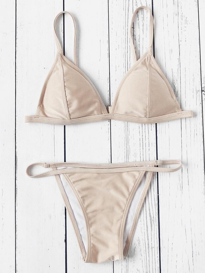 Romwe Seam Triangle Bikini Set