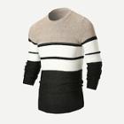 Romwe Men Cut And Sew Panel Striped Jumper