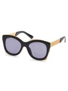 Romwe Black Cat Eye Frame Grey Reflective Lenses Sunglasses