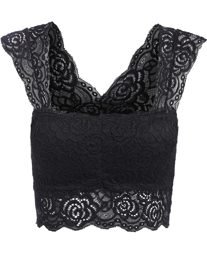 Romwe Black Strap Lace Tank Top