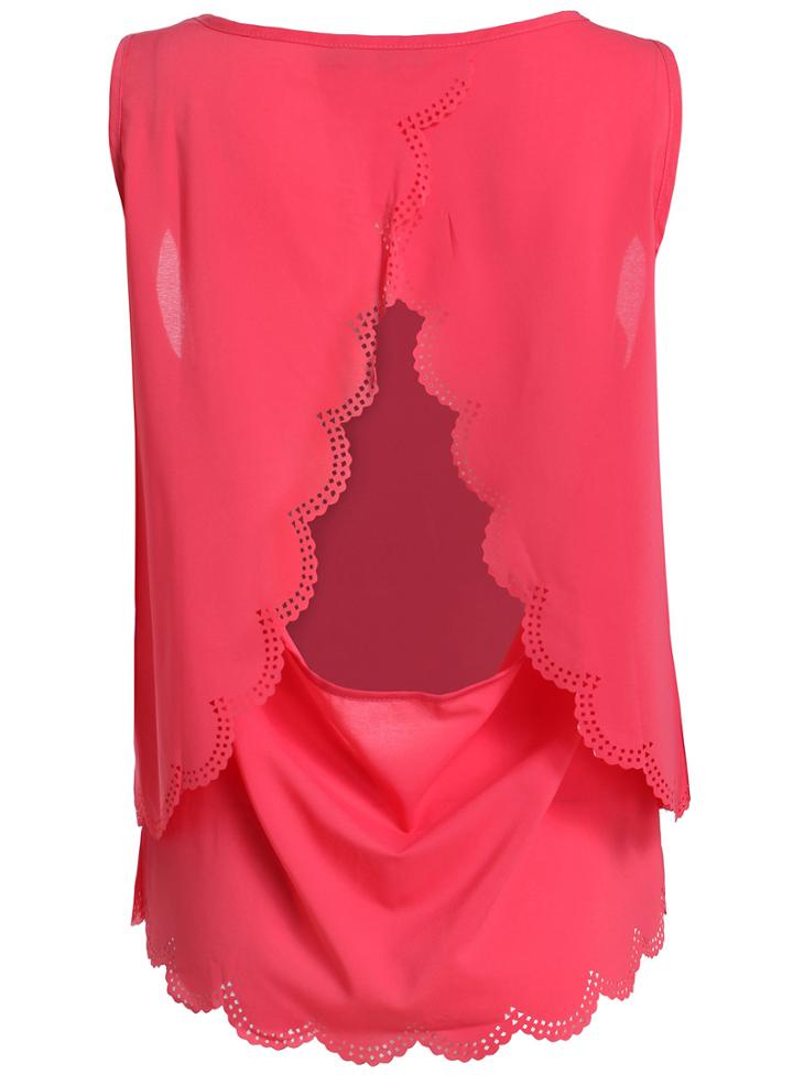 Romwe Open Back Chiffon Tank Top