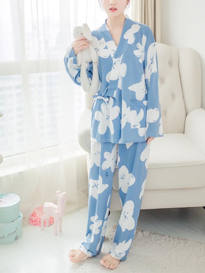 Romwe Florals Wrap Top & Pants Pj Set