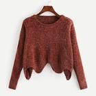 Romwe Asymmetric Hem Solid Knit Sweater
