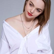 Romwe Bar Detail Lariat Layered Chain Necklace