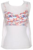 Romwe Romwe Sheer White Sleeveless Two-pieced Blouse