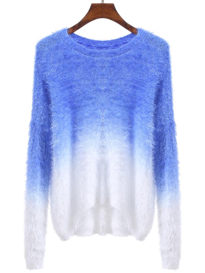 Romwe Ombre High Low Sweater
