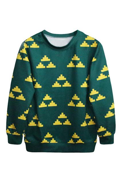 Romwe Geometric Pattern Print Yellow Sweatshirt