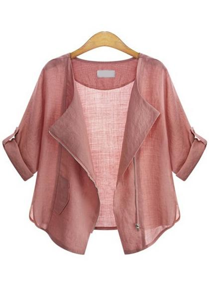 Romwe With Zipper Pink Coat