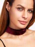 Romwe Burgundy Lace Back Velvet Choker