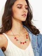 Romwe Red Green Fashion Triangle Necklace